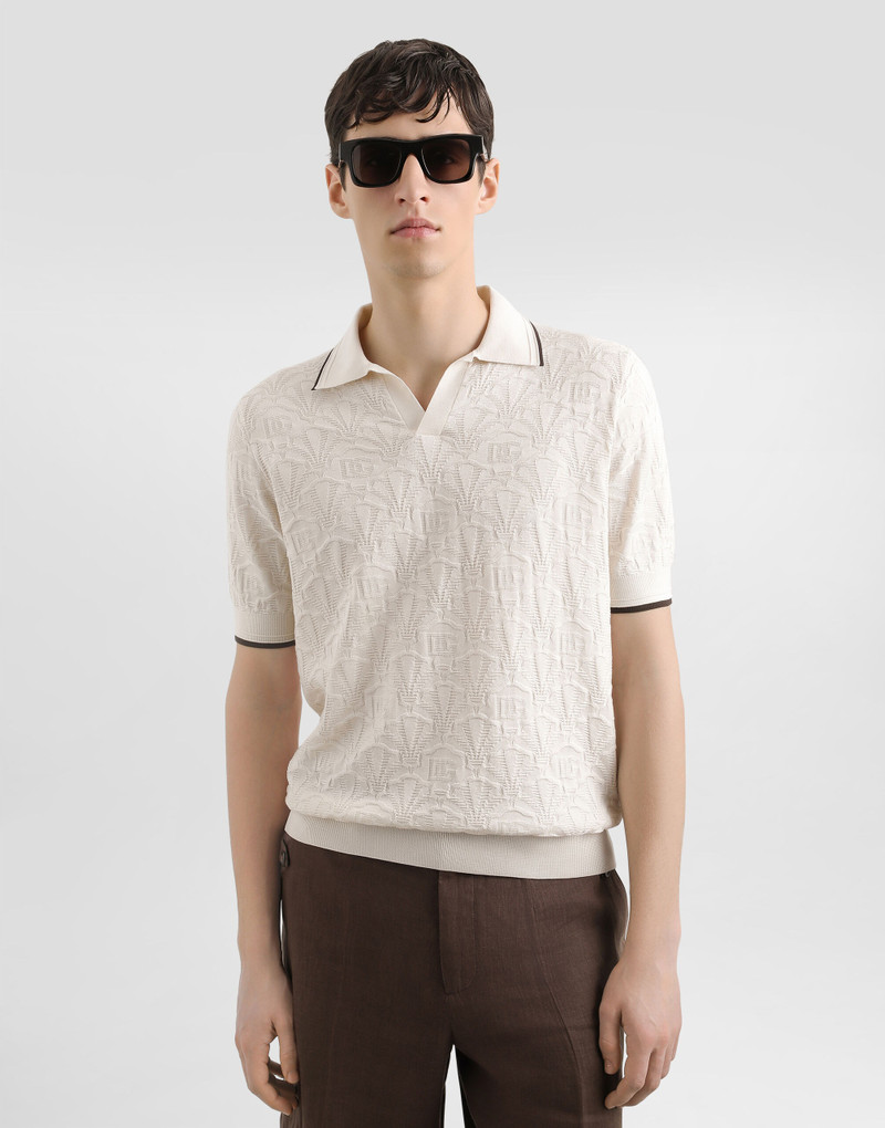 Silk polo shirt with allover logo 4
