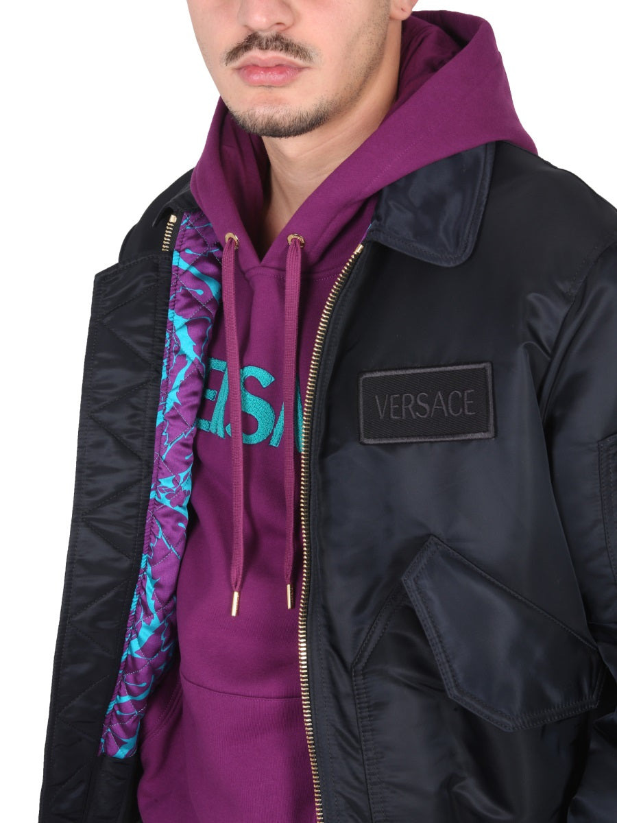 Versace Men Bomber Jacket With Applied Logo - 4