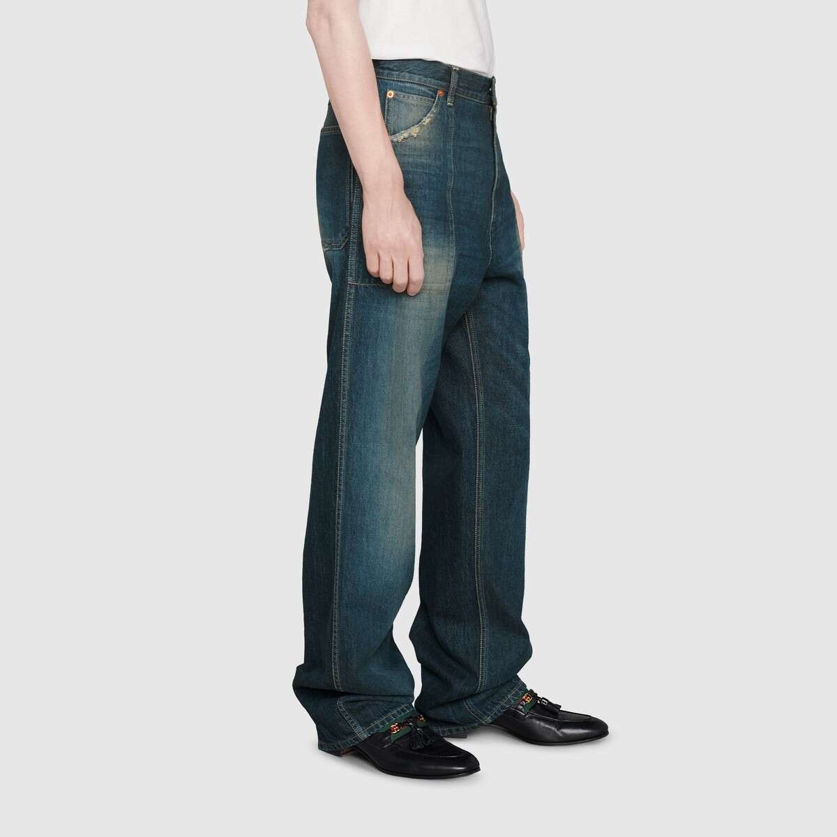 Eco washed organic denim cargo pant - 4