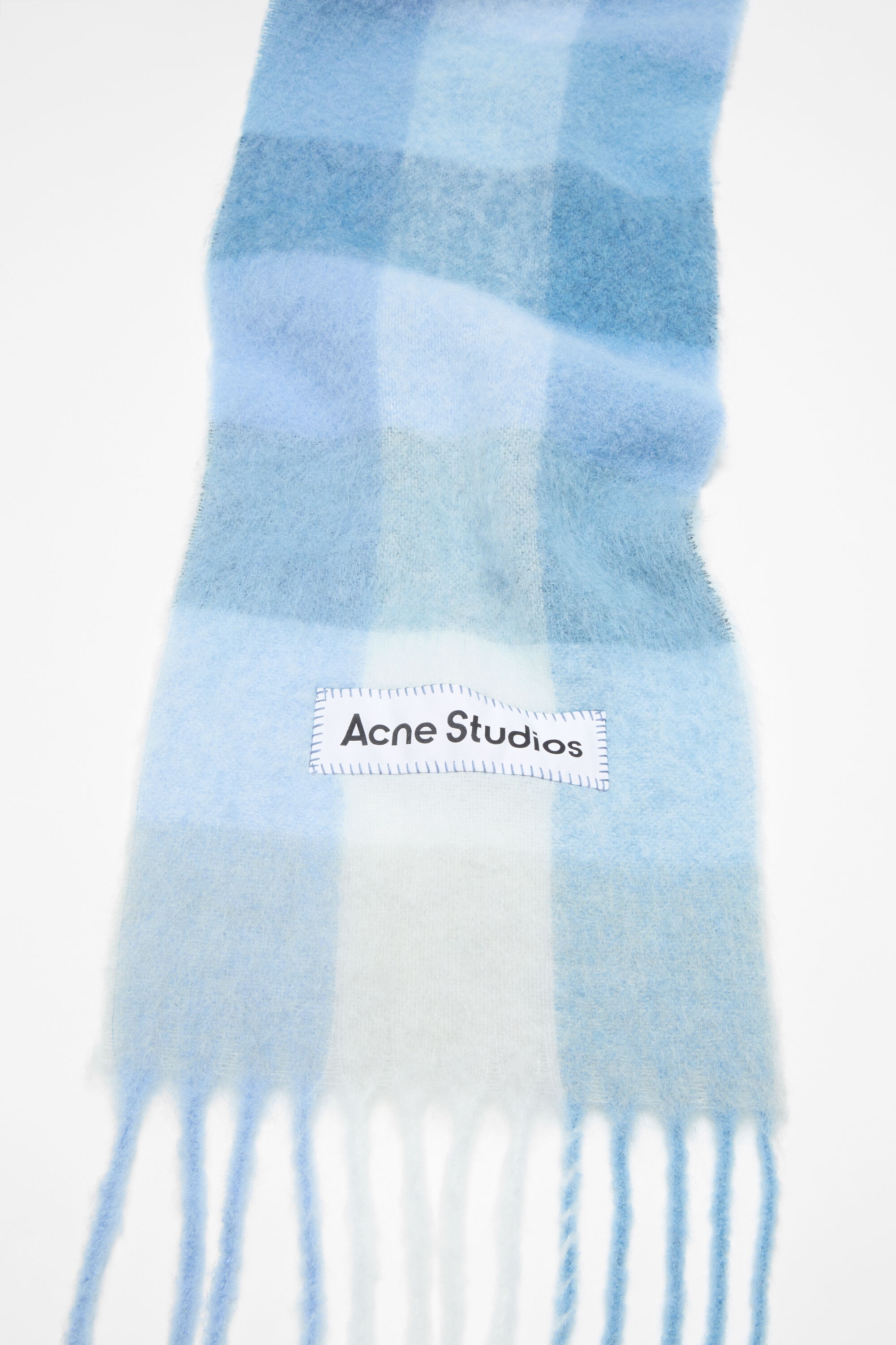 Mohair checked scarf - Light Blue/White/Powder Blue - 3