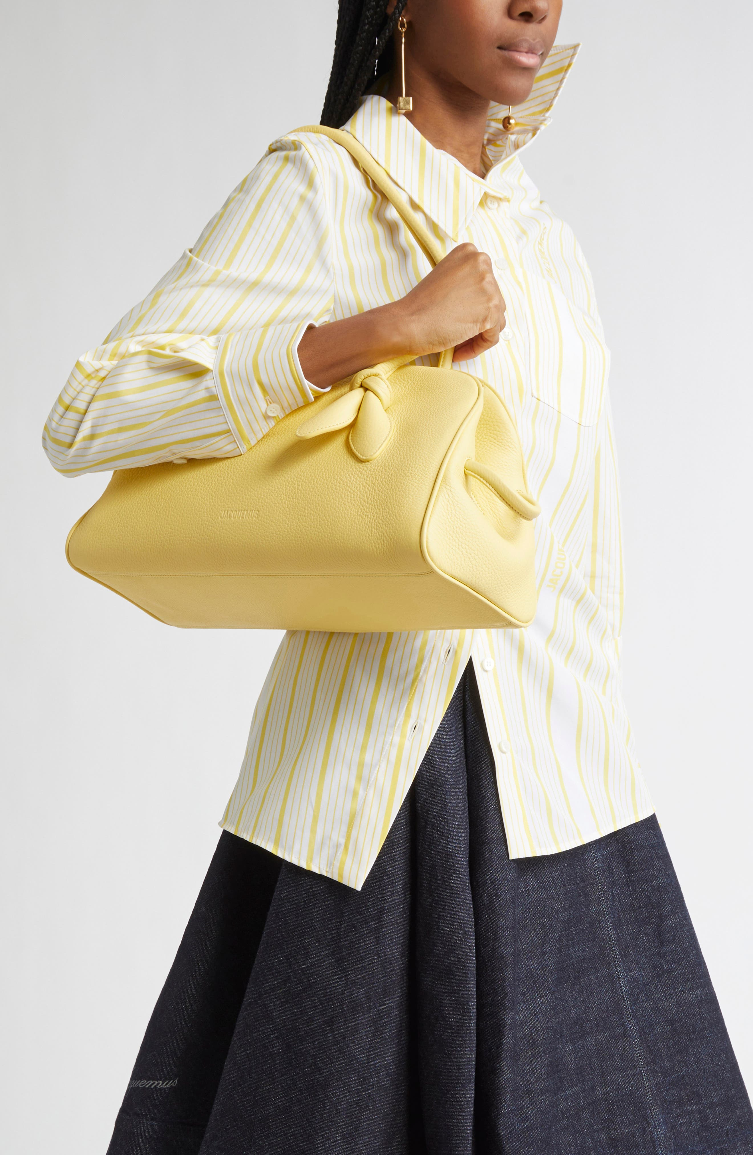 Jacquemus Le Turismo Leather Bowling Bag in Light Yellow at Nordstrom - 2
