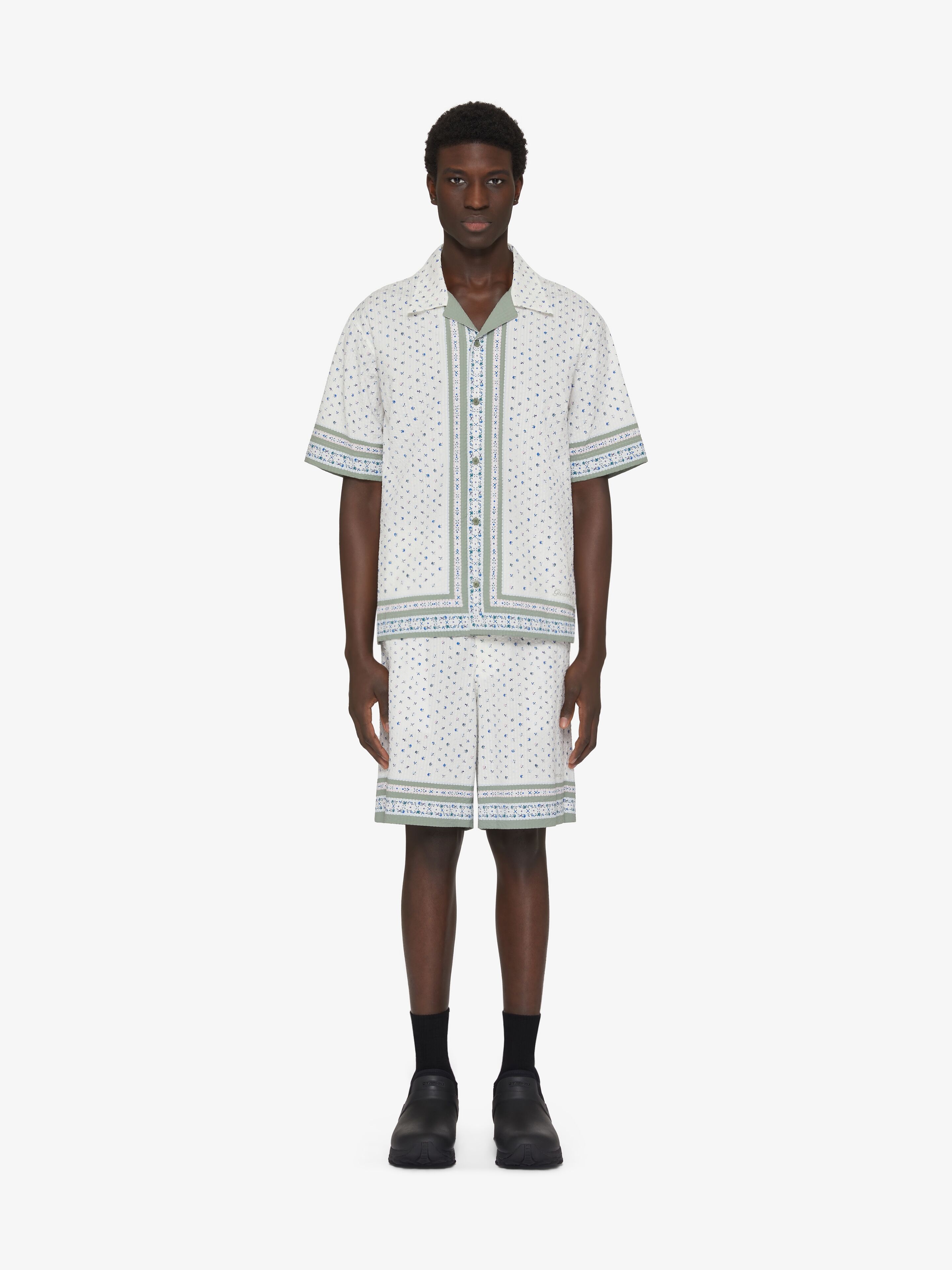 BOXY FIT SHIRT IN COTTON SEERSUCKER WITH FLORAL PRINT - 2