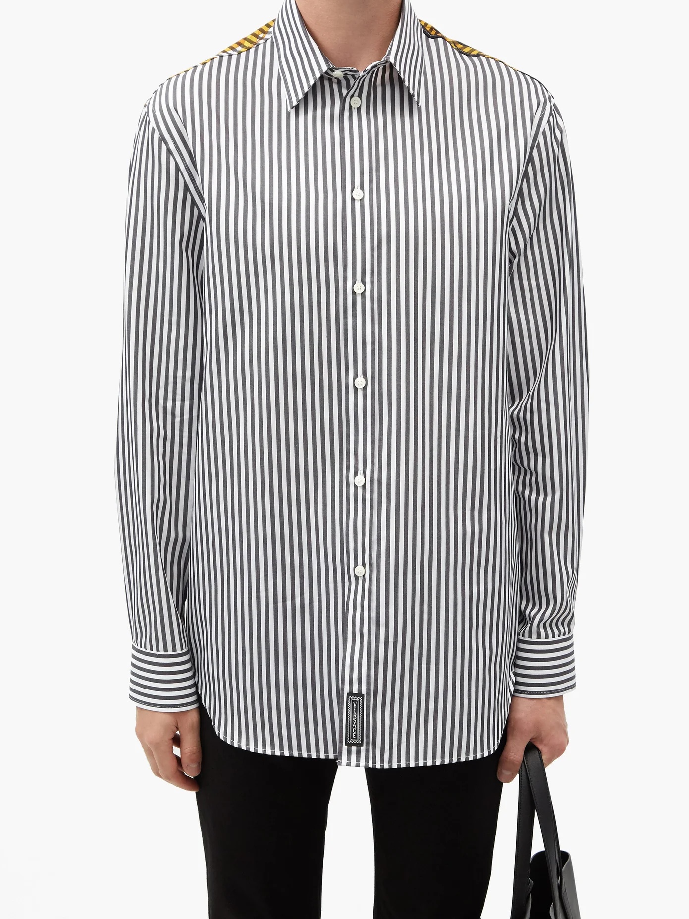 Baroque-print striped cotton-poplin shirt - 5