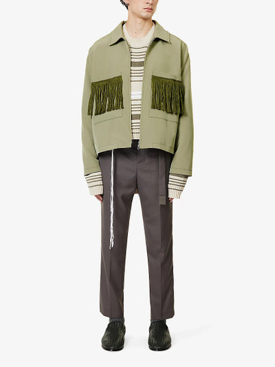 Song for the Mute Fringed-pocket boxy-fit woven jacket outlook