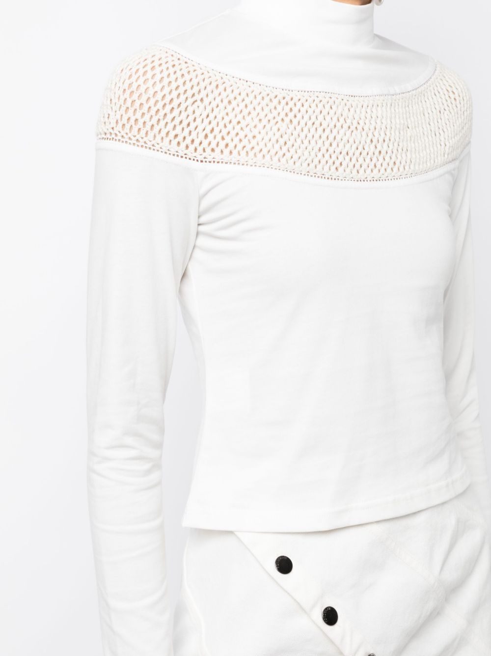 long-sleeve crochet-knit T-shirt - 5