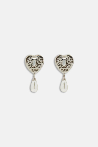 Alessandra Rich HEART CRYSTAL EARRINGS WITH PENDANT PEARL outlook