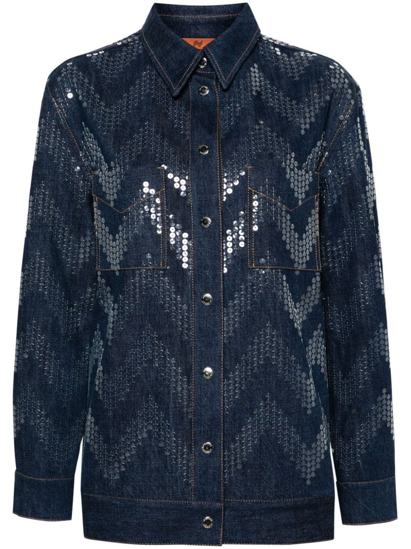 sequin-embellished denim jacket 1