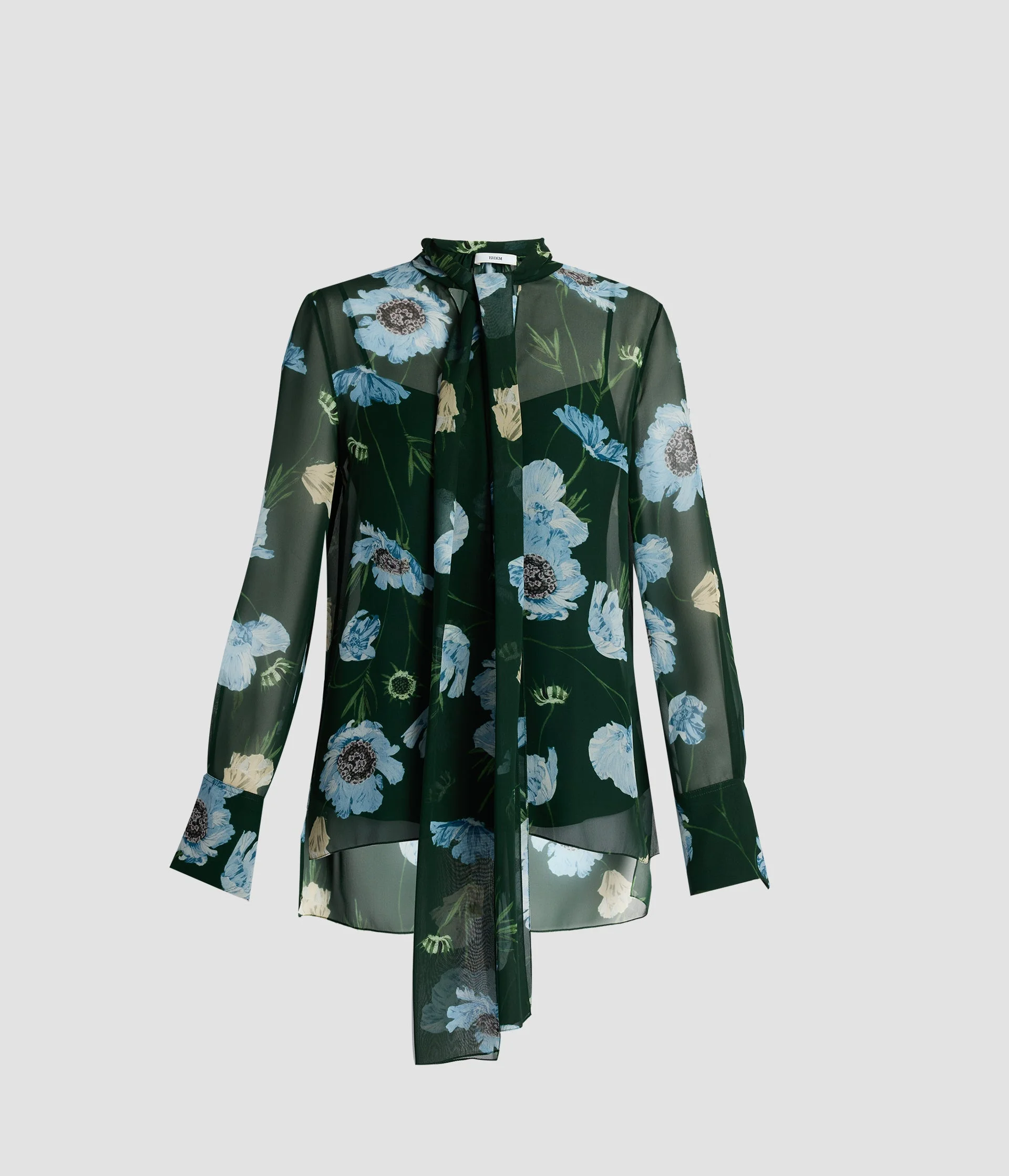 FLORAL SILK VOILE LONG SLEEVE SHIRT - 1