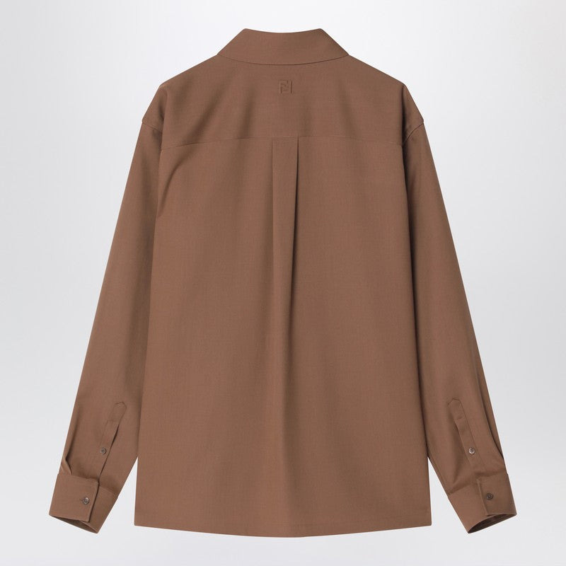 Fendi Rust-Coloured Wool Shirt Men - 2