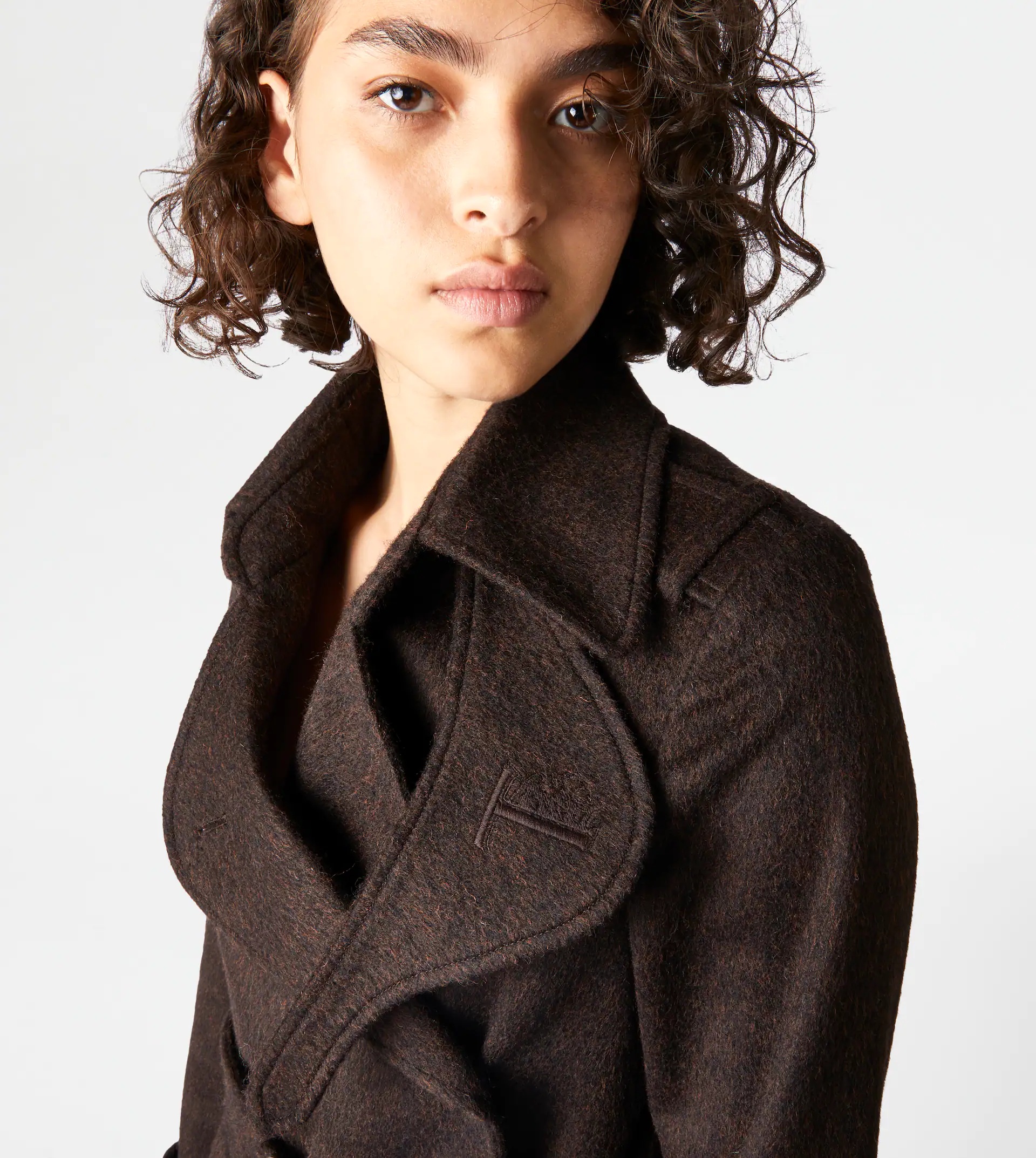 TRENCH COAT IN WOOL FELT - BROWN - 5