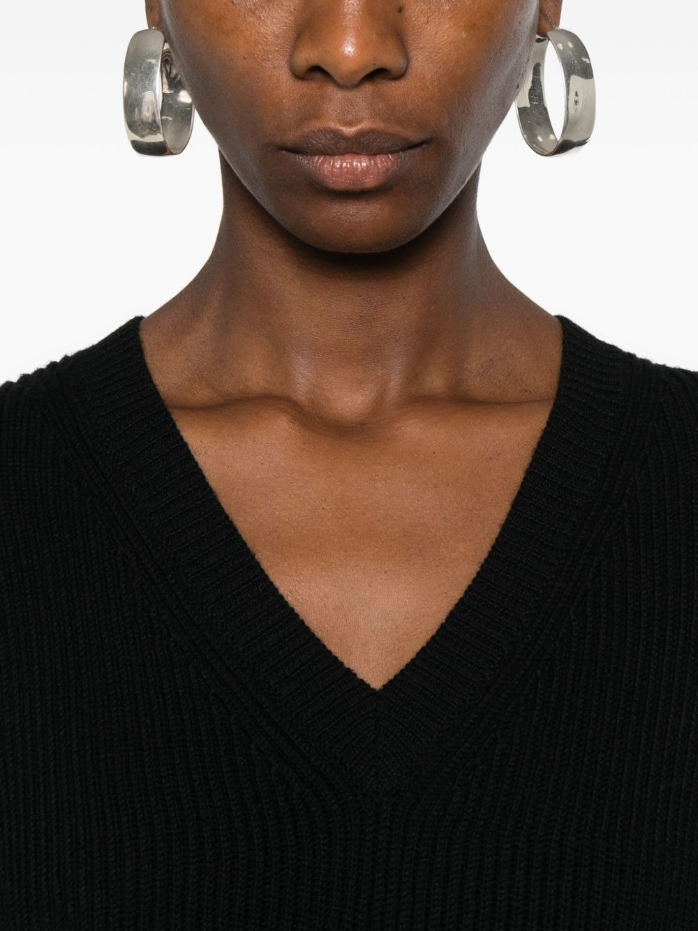 ribbed V-neck jumper - 5