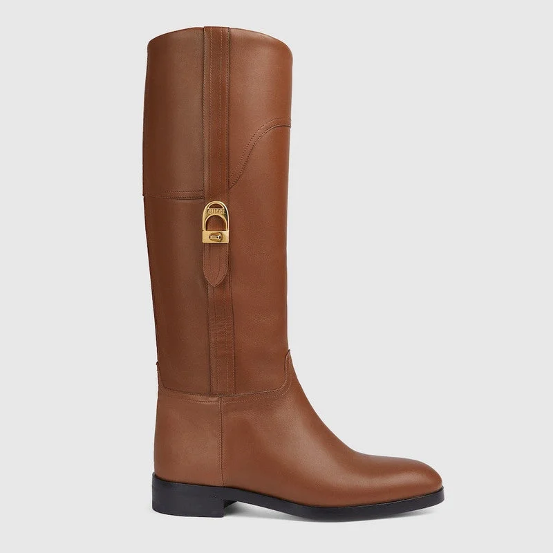 Gucci Clasp and Lock Leather Boots - 1