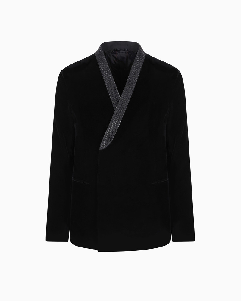 Double-breasted Giorgio’s jacket in stretch velvet 1