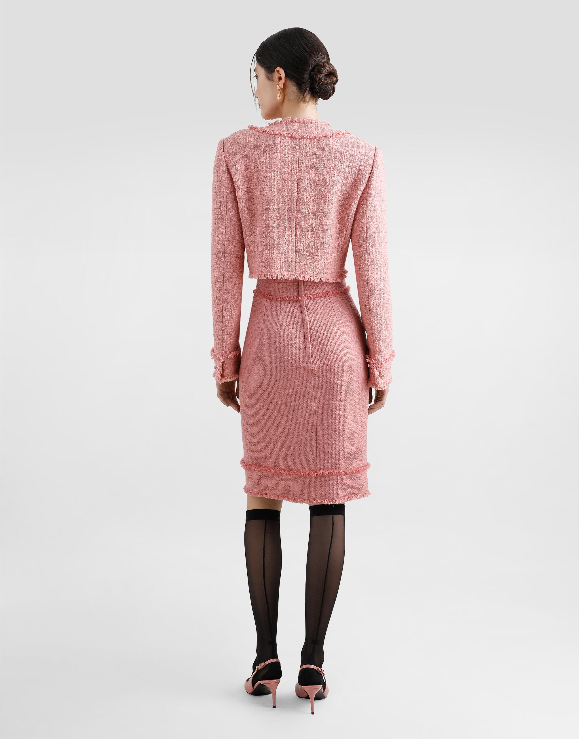 ジャケット Dolce&Gabbana SHORT RASCHEL TWEED JACKET Short raschel tweed jacket in Pink for Women | Dolce&Gabbana® US