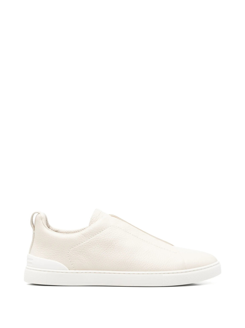 Zegna Triple Stitch Grained Leather Sneakers 1