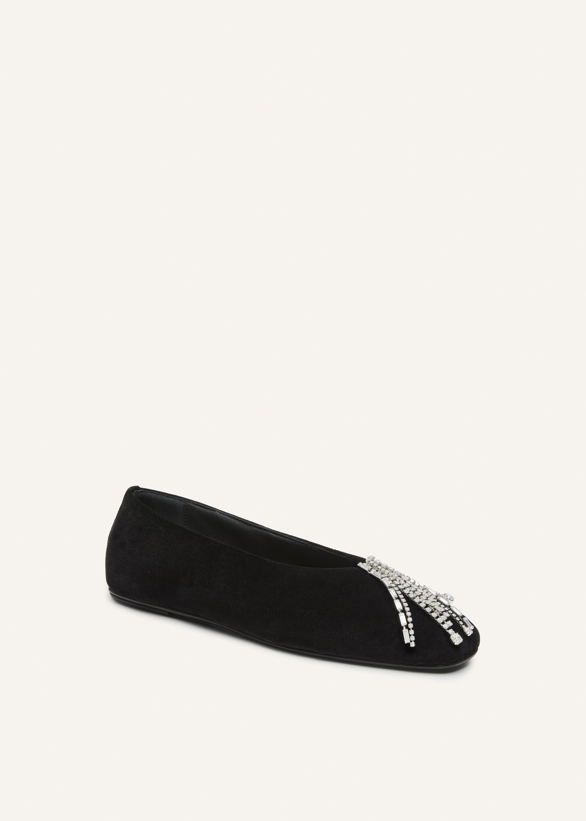 Crystal-embellished velvet flats in black - 2