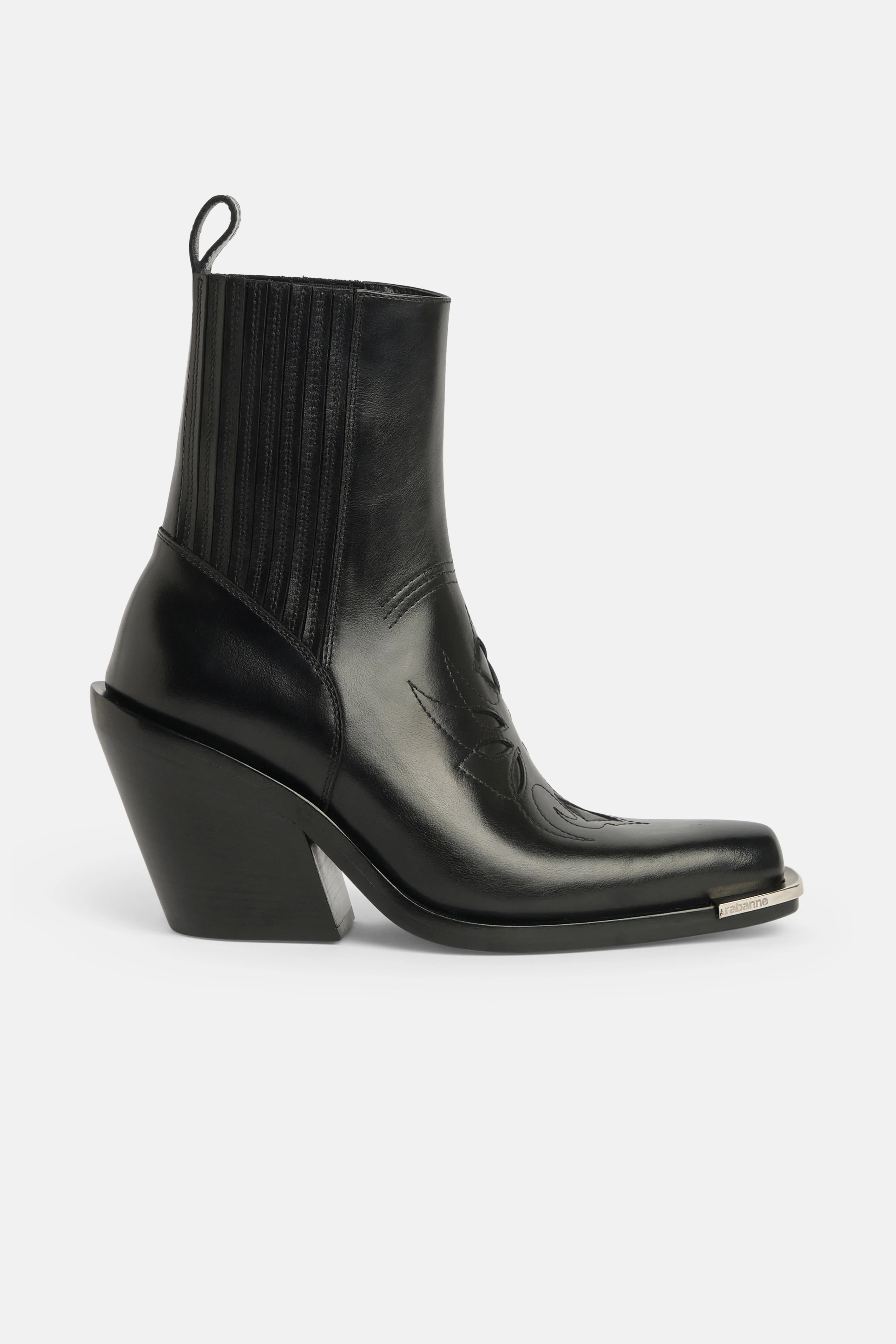 SANTIAG BOOTIES IN BLACK LEATHER WITH CUT-OUT DETAILING - 1