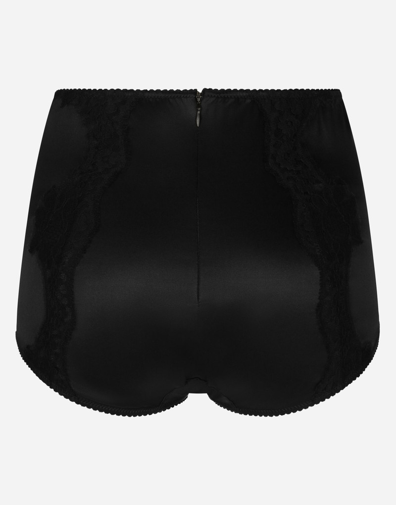 Dolce & Gabbana Satin high-waisted panties with lace detailing outlook