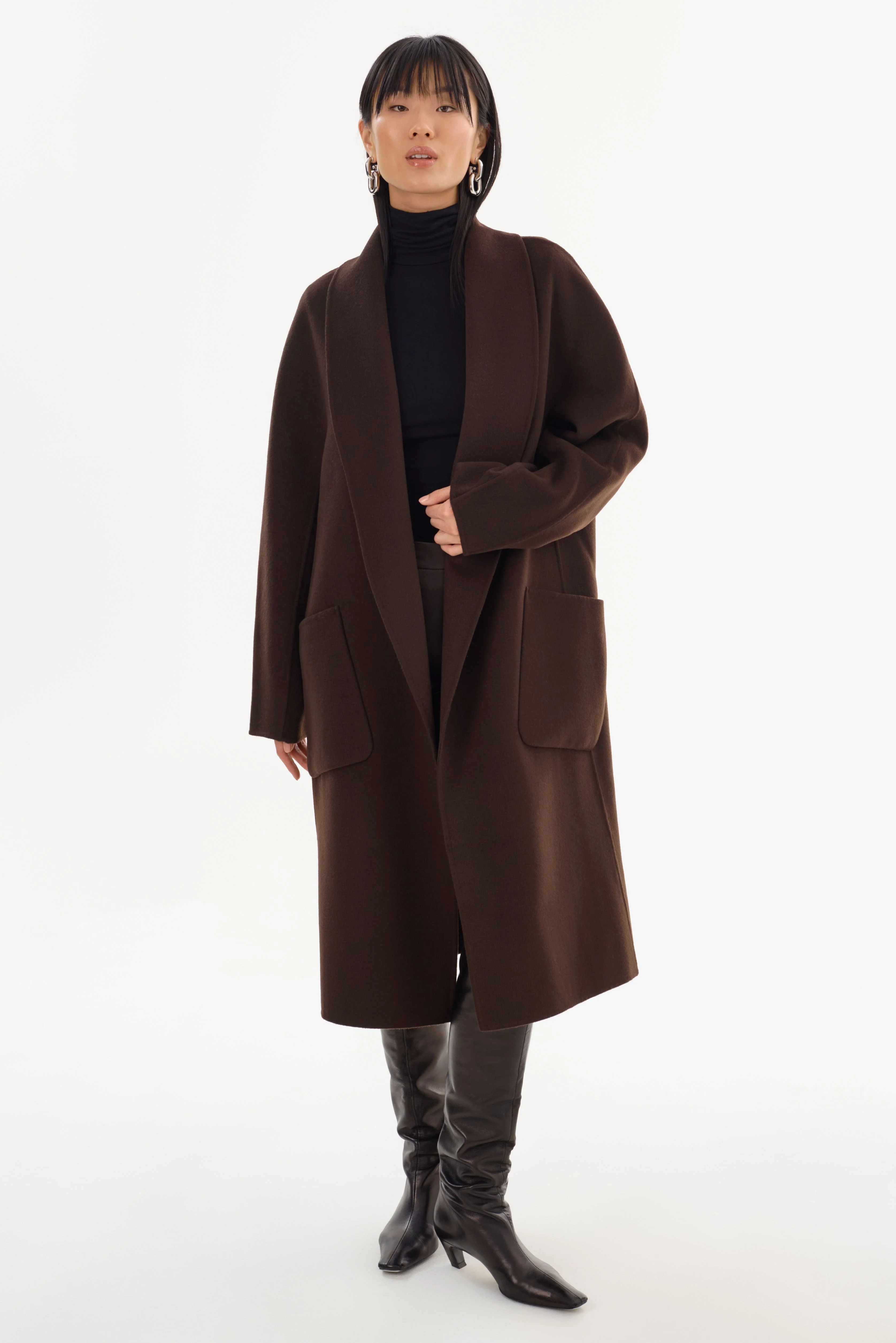 THARA | Shawl Collar Wool Coat - 1