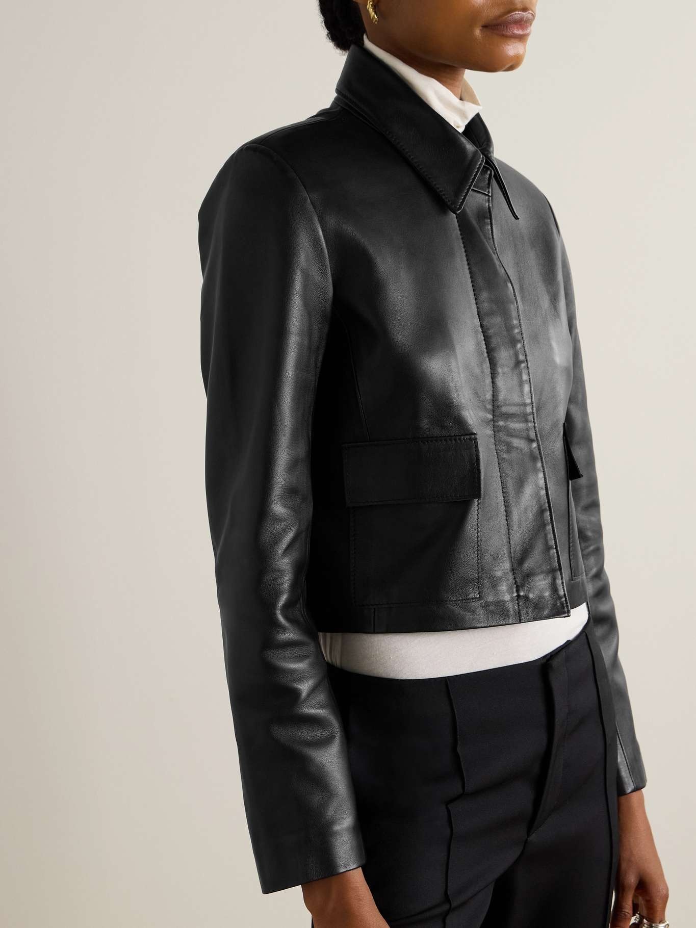 Bleeker cropped paneled leather jacket Black - 3
