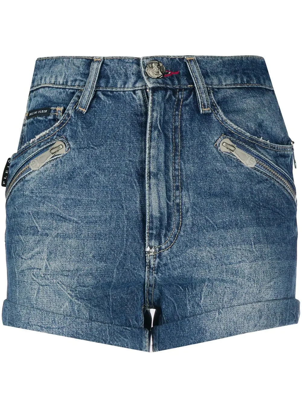 multi-pocket denim shorts - 1