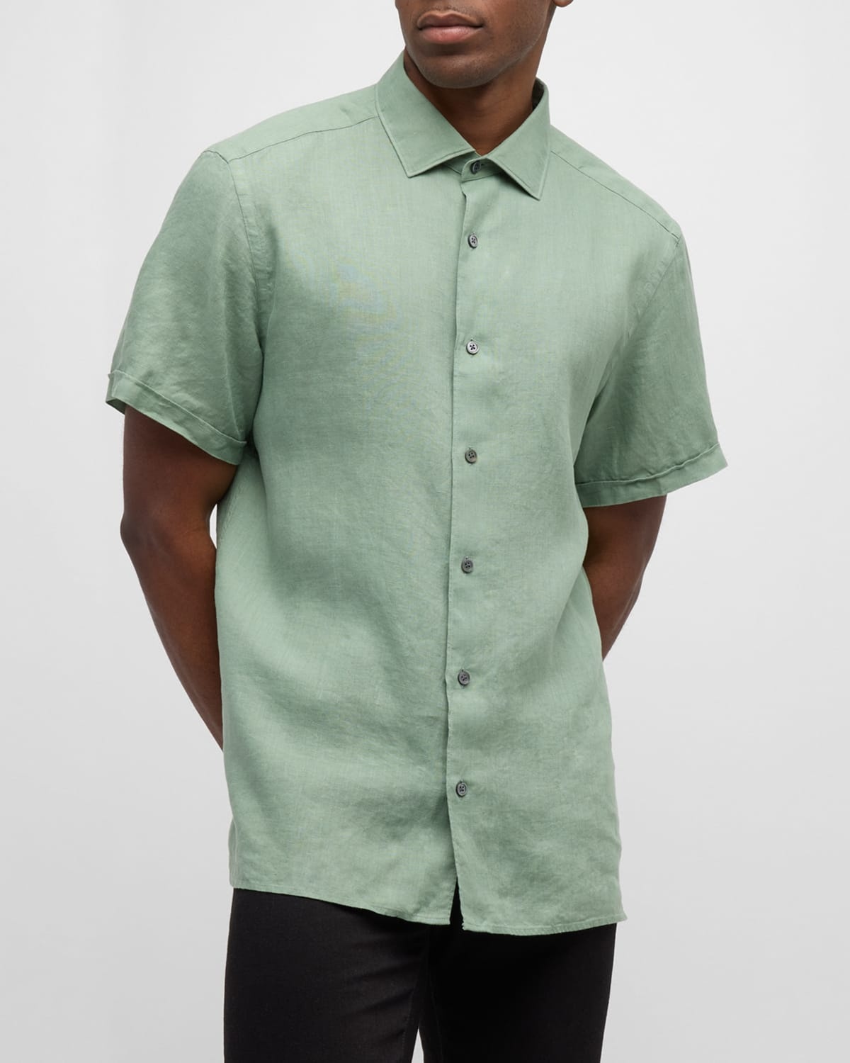 Men's Linen Short-Sleeve Shirt - 6