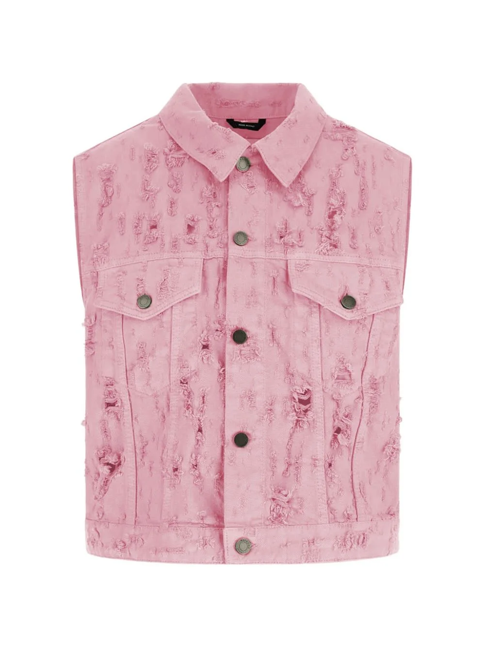 fringed chest-pocket denim vest - 1