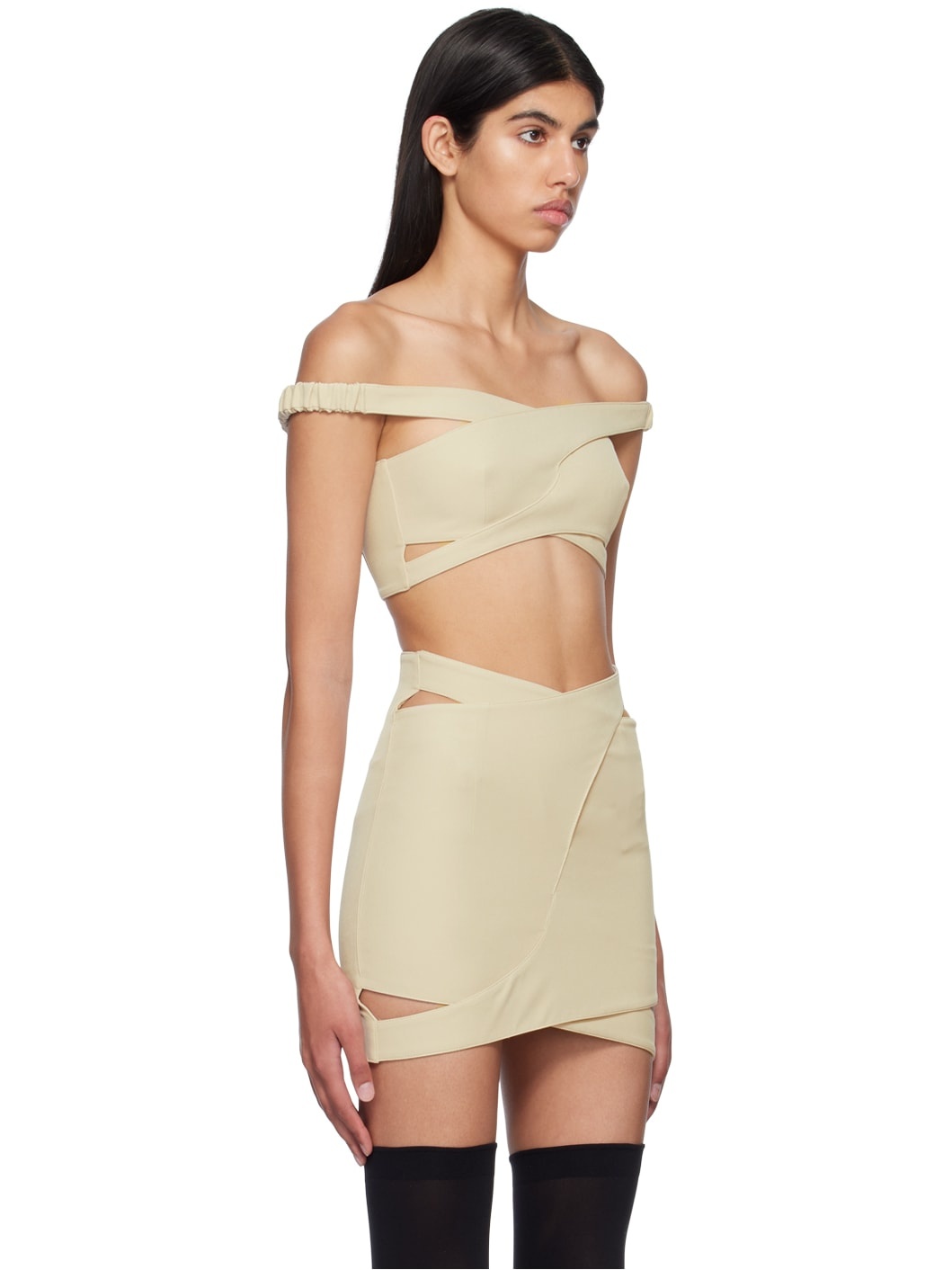Beige Cutout Tank Top - 2