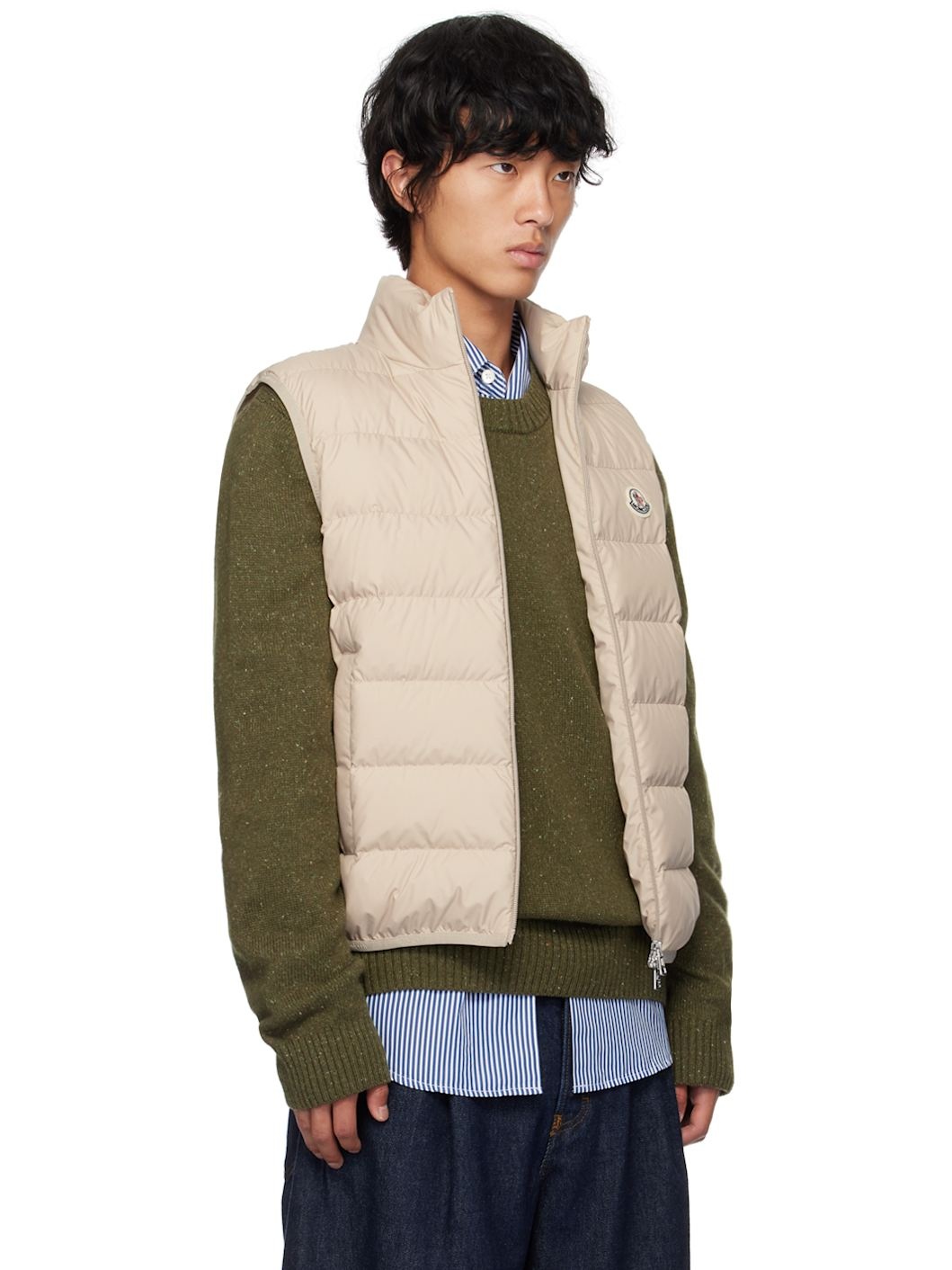 Beige Contrin Down Vest - 2