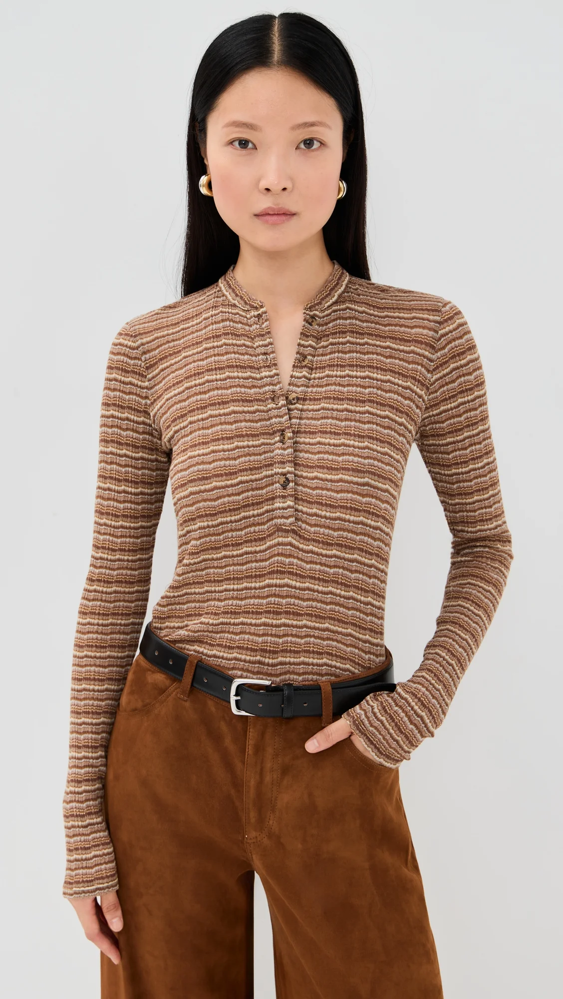 Long Sleeve Henley Top - 1