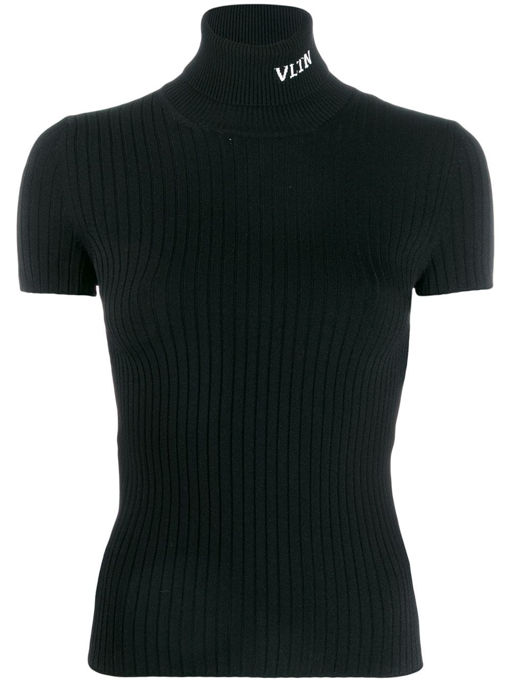 ribbed polo neck top  - 1