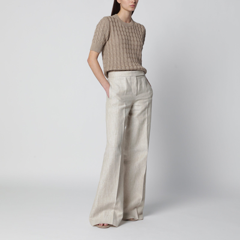 Max Mara Wide-leg trousers in brown/grey linen drill outlook