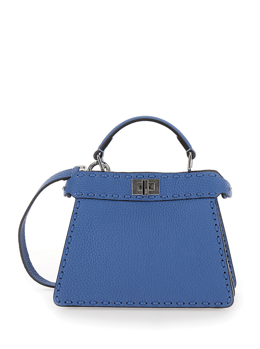 Fendi Women 'Peekaboo Iseeu Petite' Blue Handbag With Twist Lock Closure In Full-Grain Leather Woman - 1