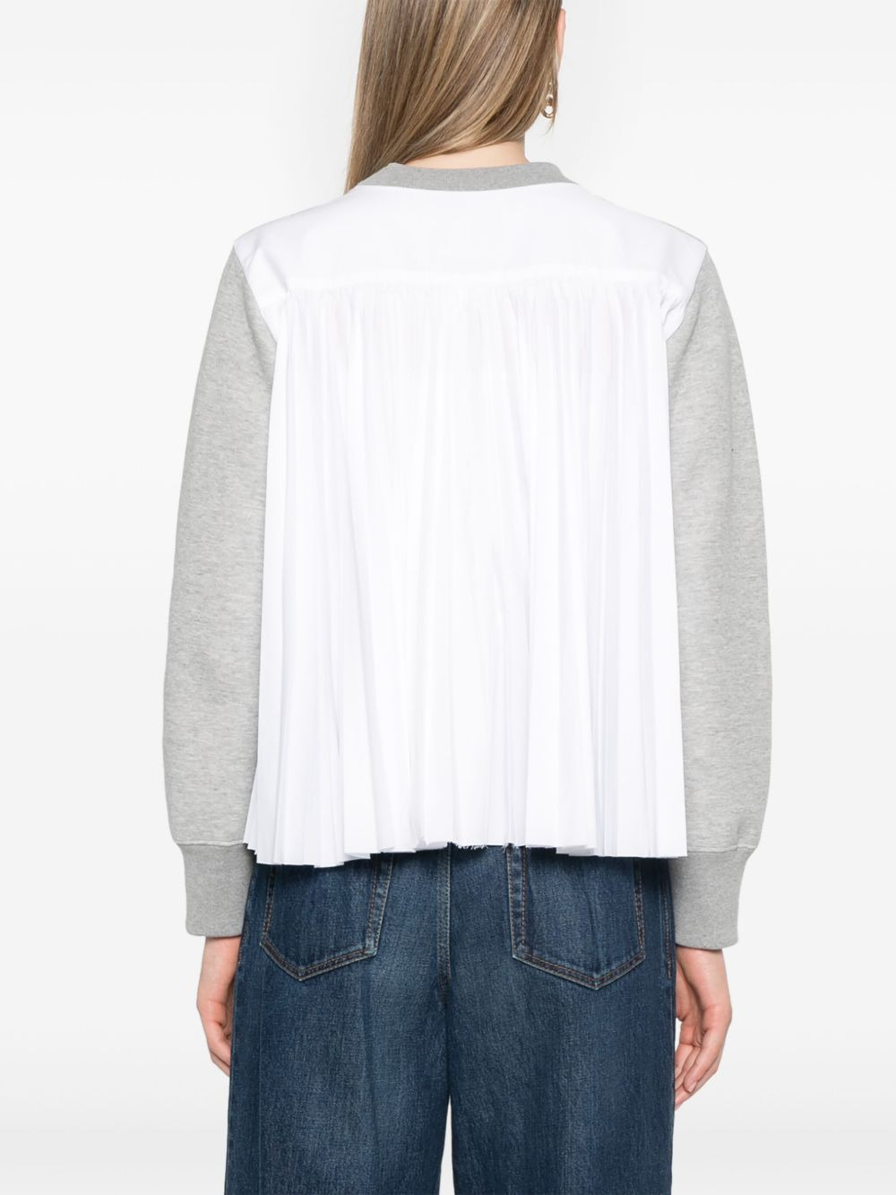 Sacai Women Cotton And Nylon Crewneck Sweater - 2