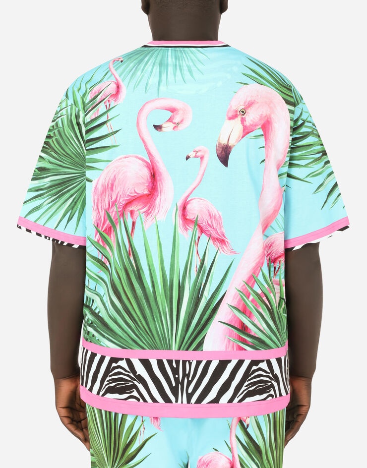 Cotton T-shirt with flamingo print - 5