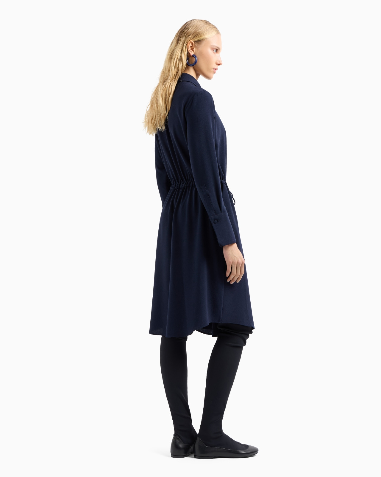 Stretch sablé fabric drawstring dress - 3