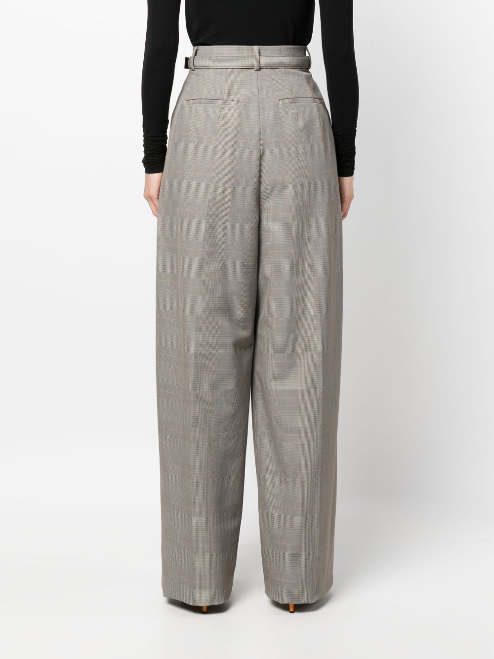 Glen plaid wide-leg trousers - 4