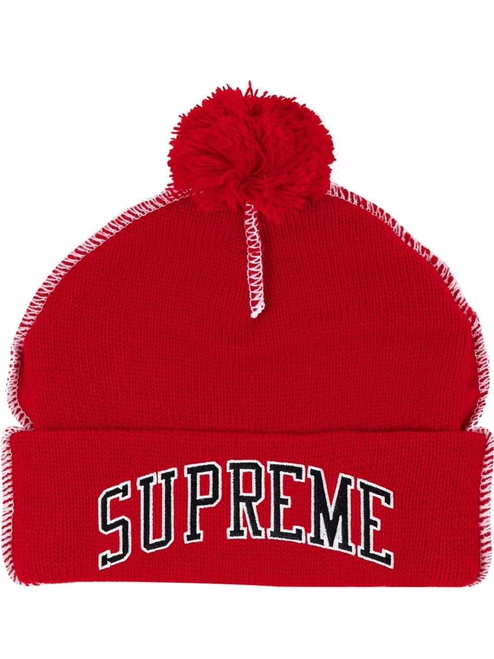 contrast stitch beanie - 1