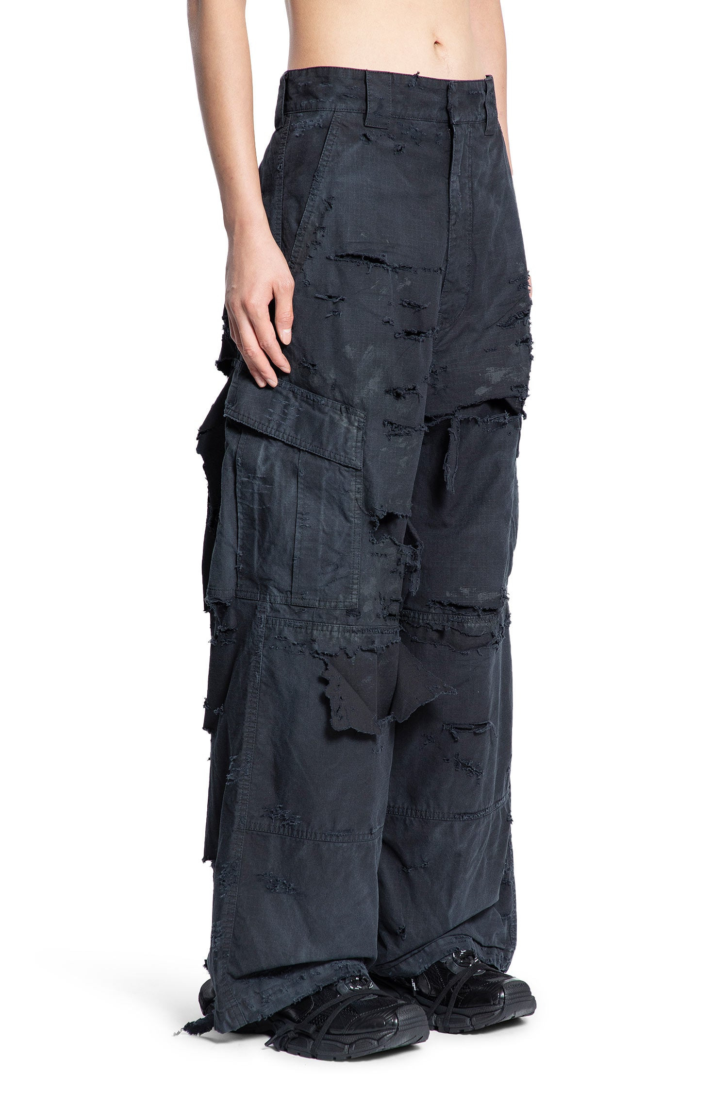 Distressed Large Cargo Pants - 2