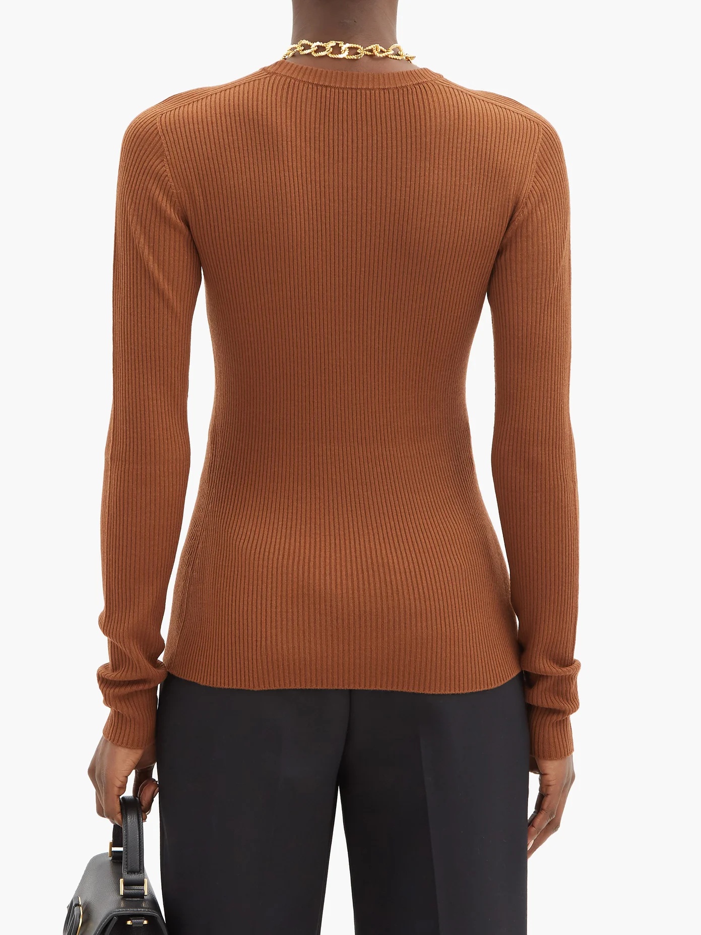 Round-neck ribbed virgin-wool sweater - 5