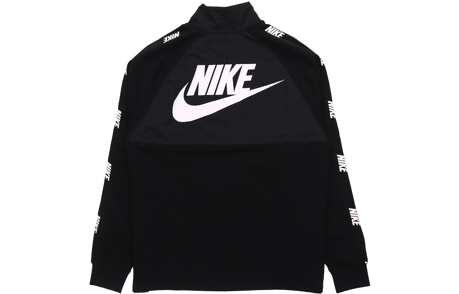 Nike Sportswear Hybrid Fleece Lined Large Logo Zipper Cardigan Splicing Pullover Black CJ4419-010 - 2