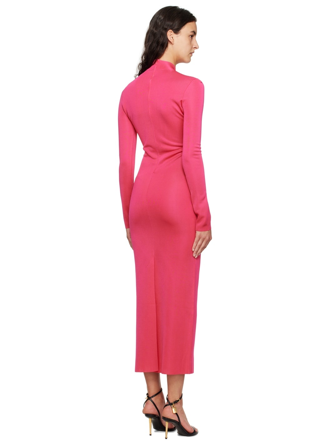 Pink Mock Neck Maxi Dress - 3