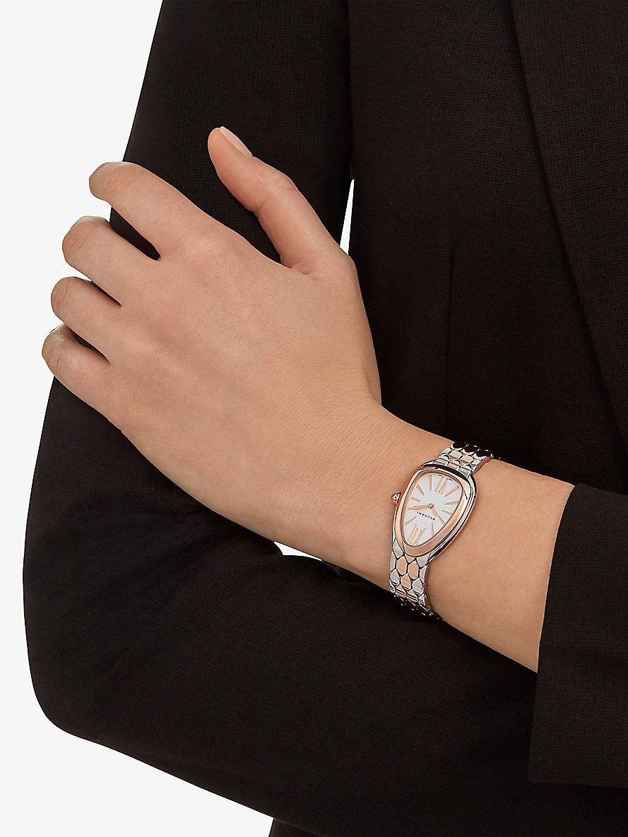 Serpenti Seduttori 18ct rose-gold and stainless-steel quartz watch - 4