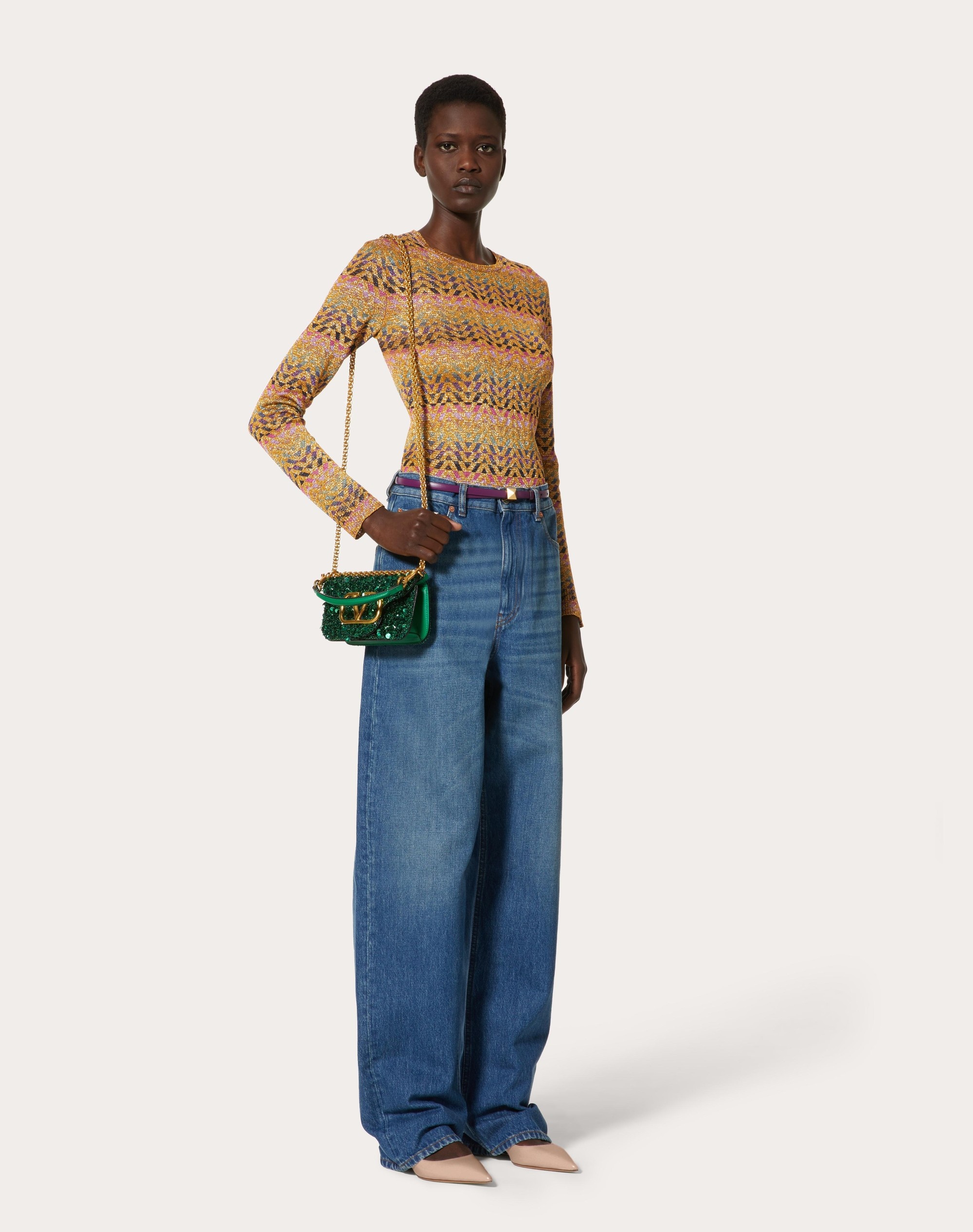 OPTICAL VALENTINO LUREX JACQUARD SWEATER - 2
