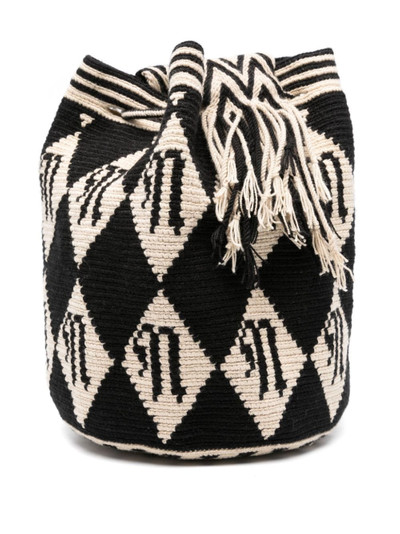 Nanushka logo-jacquard crochet bucket bag outlook
