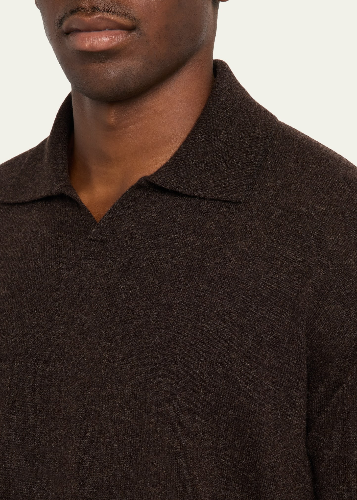 Men's Franz Cashmere Knit Johnny Collar Polo Sweater - 5