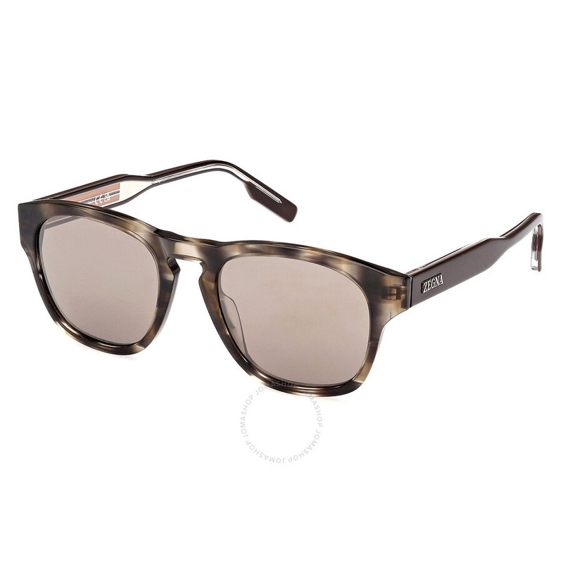 ZEGNA STRIPED LIGHT BROWN ACETATE SUNGLASSES outlook