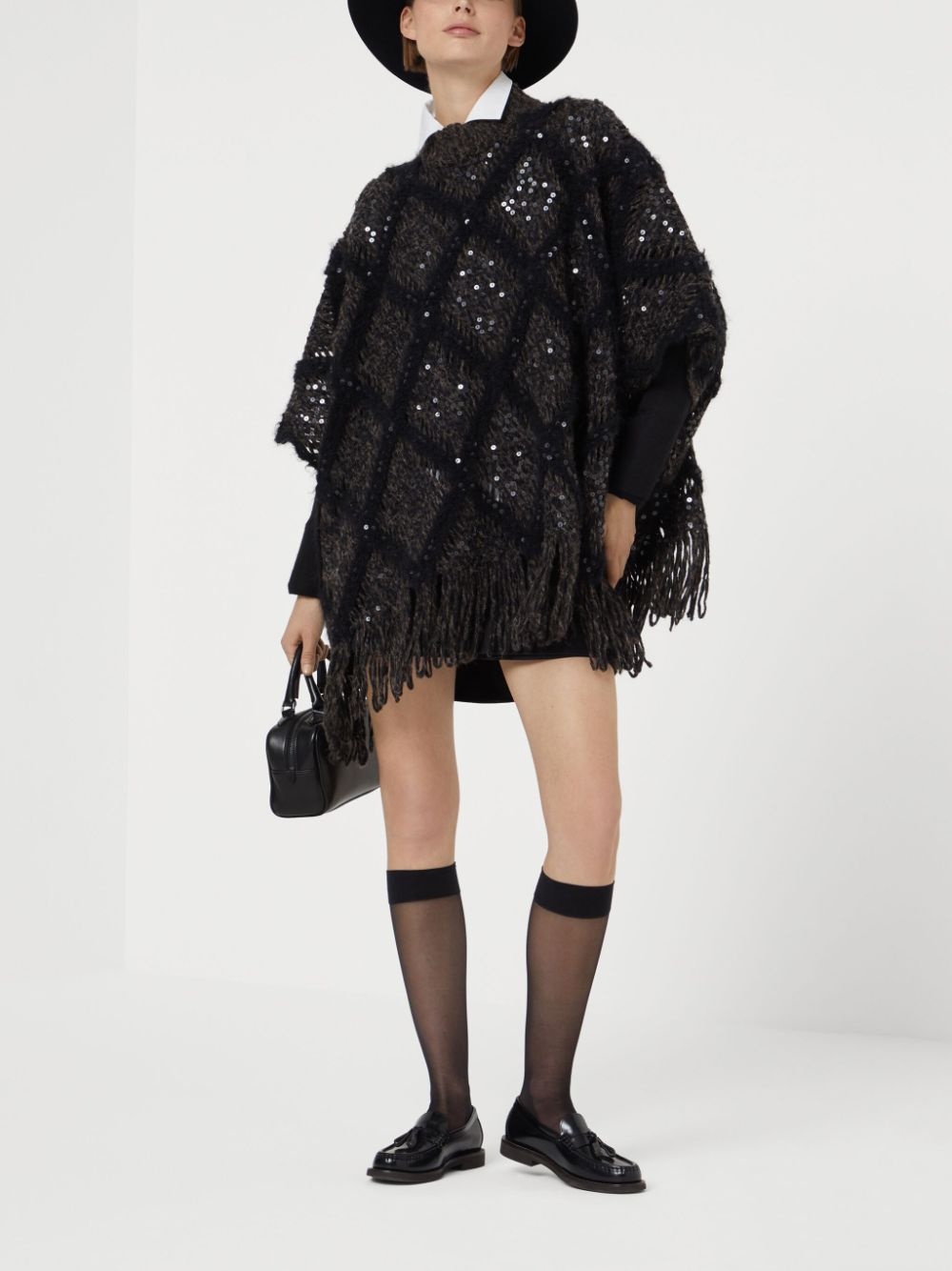 Wool turtle-neck poncho - 4