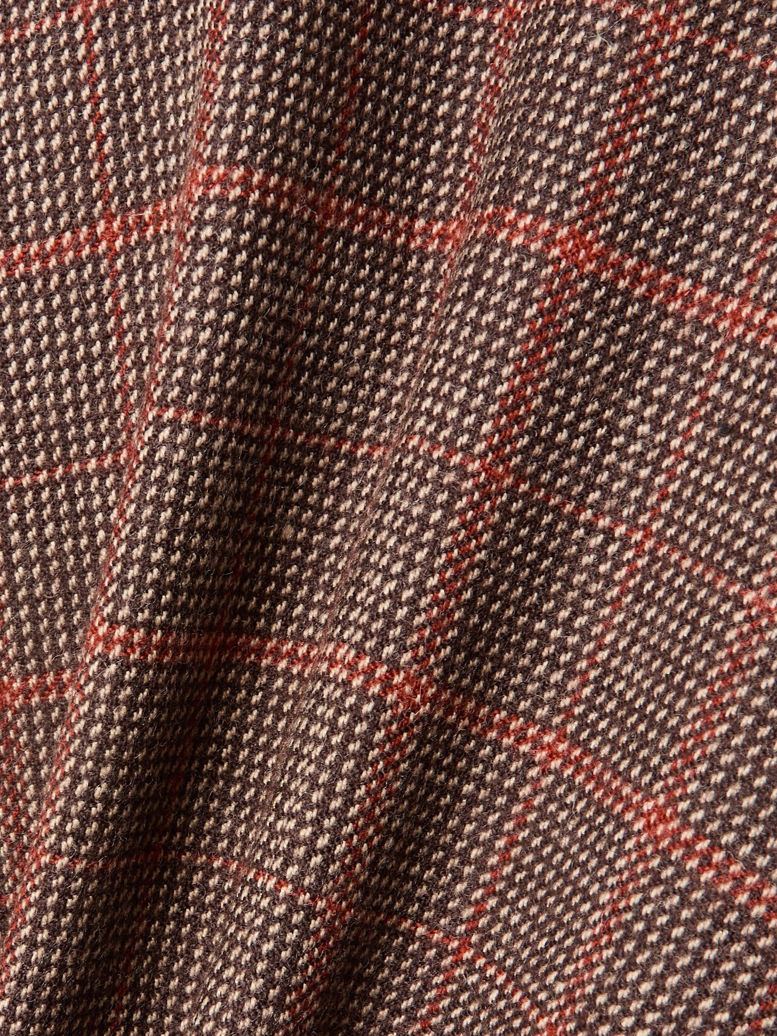 Double-breasted checked wool coat Dark brown - 5