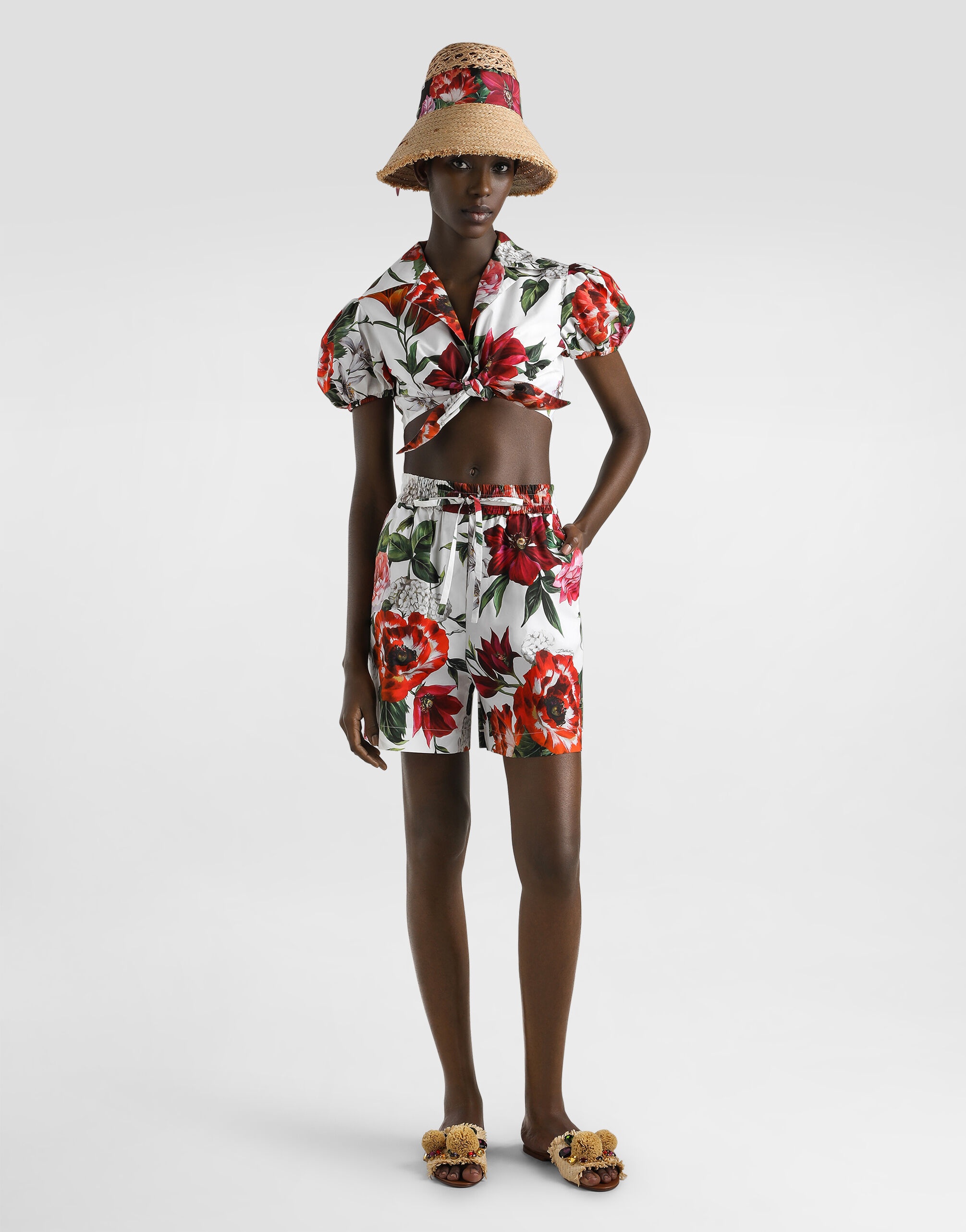 Flower-print poplin shirt - 2